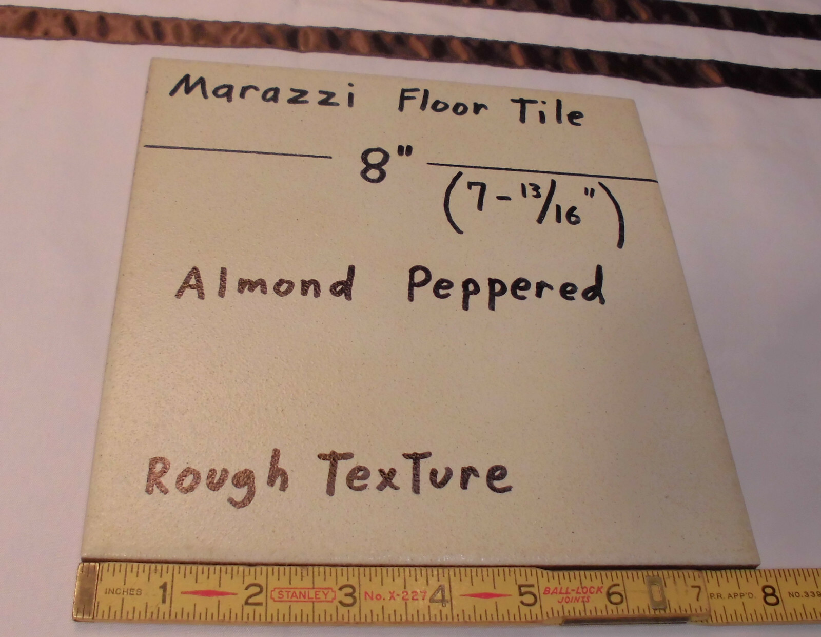 1 pc. “Almond-Off White” Peppered Textured-Ceramic / Porcelain Floor Tile 8″