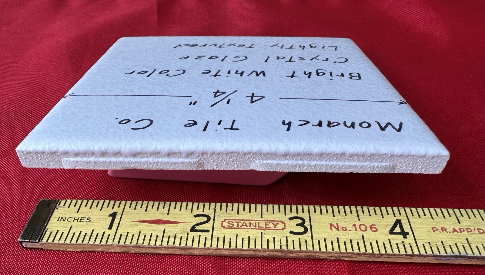 1 pc. Bright White 4-1/4″ Crystal Glazed Ceramic Tile by Monarch Tile Co. NEW