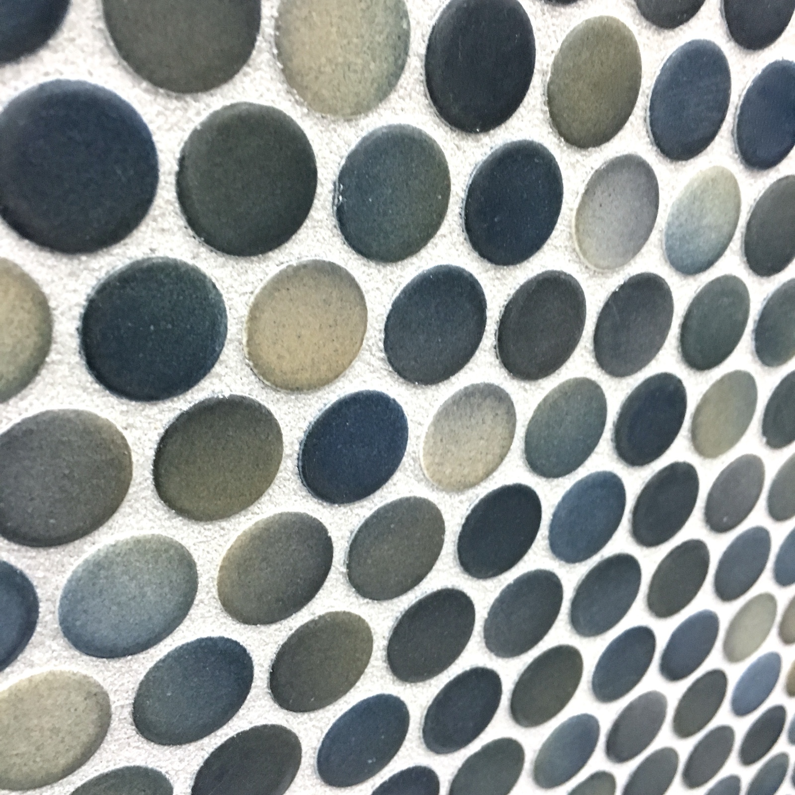 Penny Round 3/4″ Multi Color Blue Porcelain Mosaic Tile (SAMPLE SWATCH 3″X3″)