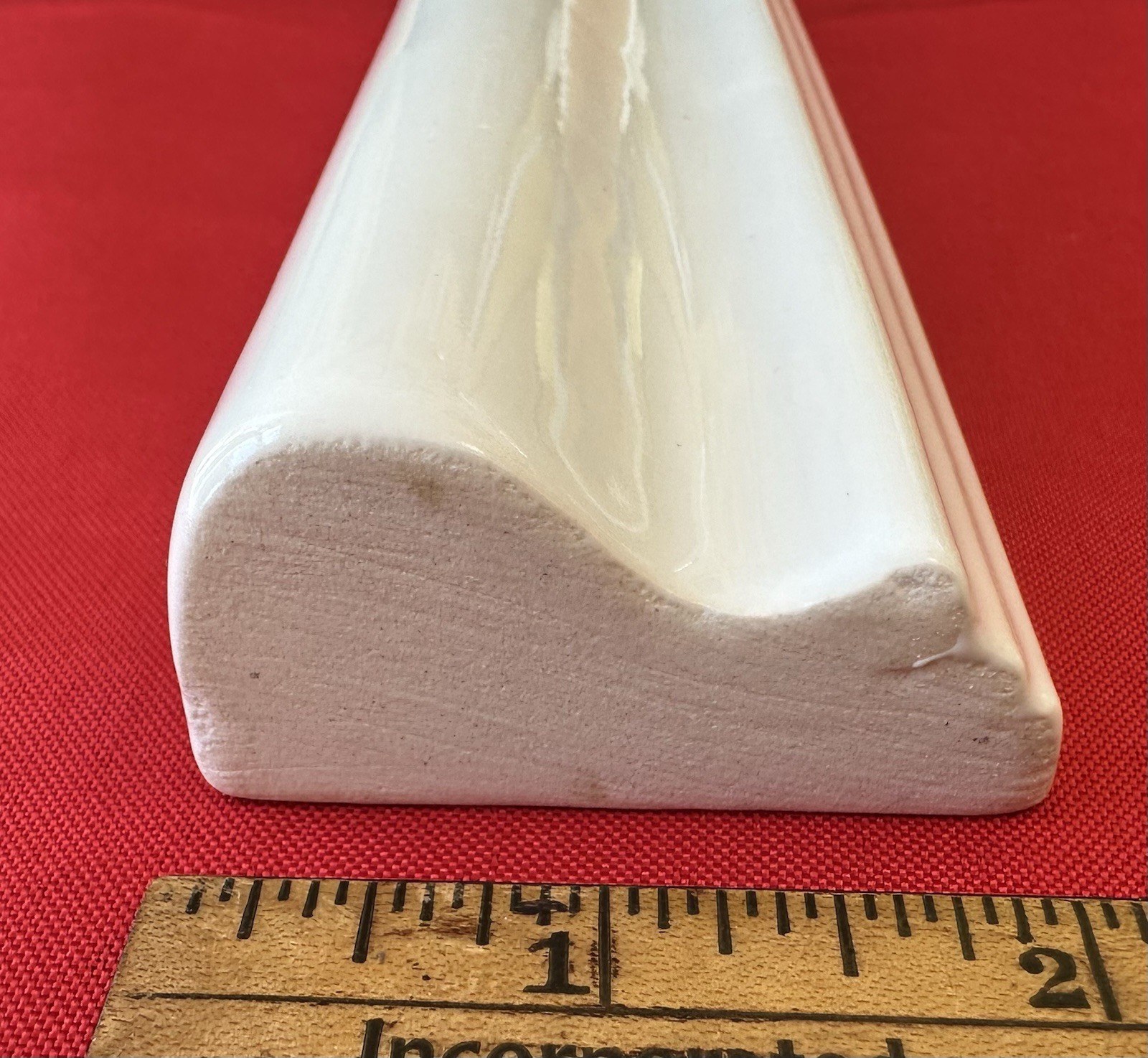 1 pc. Gloss White: Ceramic / Porcelain Chair Rail Tile: 2″ X 8-1/16″ Reclaimed