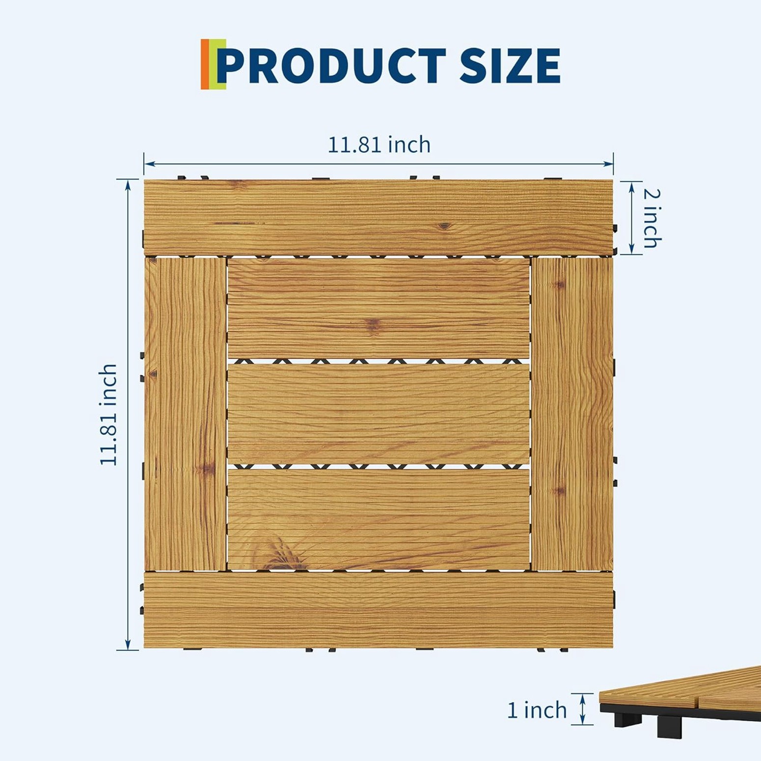 GRAVEE 22Pcs Acacia Wood Deck Tile 12″x12″ Outdoor Indoor Interlocking Flooring