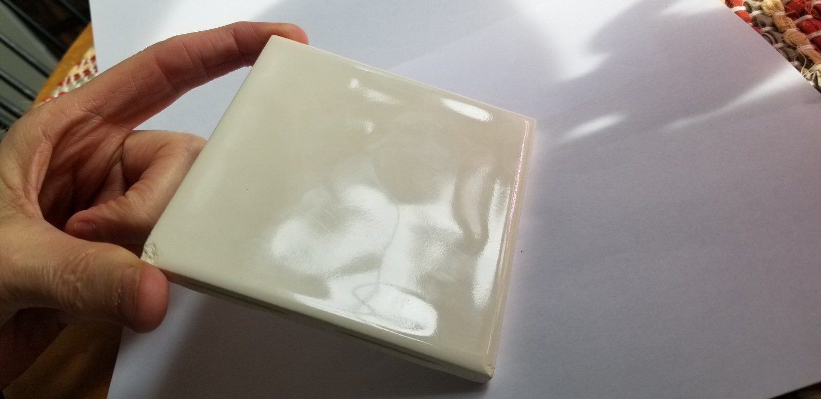 1 Almond Bullnose wavy polished surface 4-3/8″ Glossy Ceramic Florida Tile New
