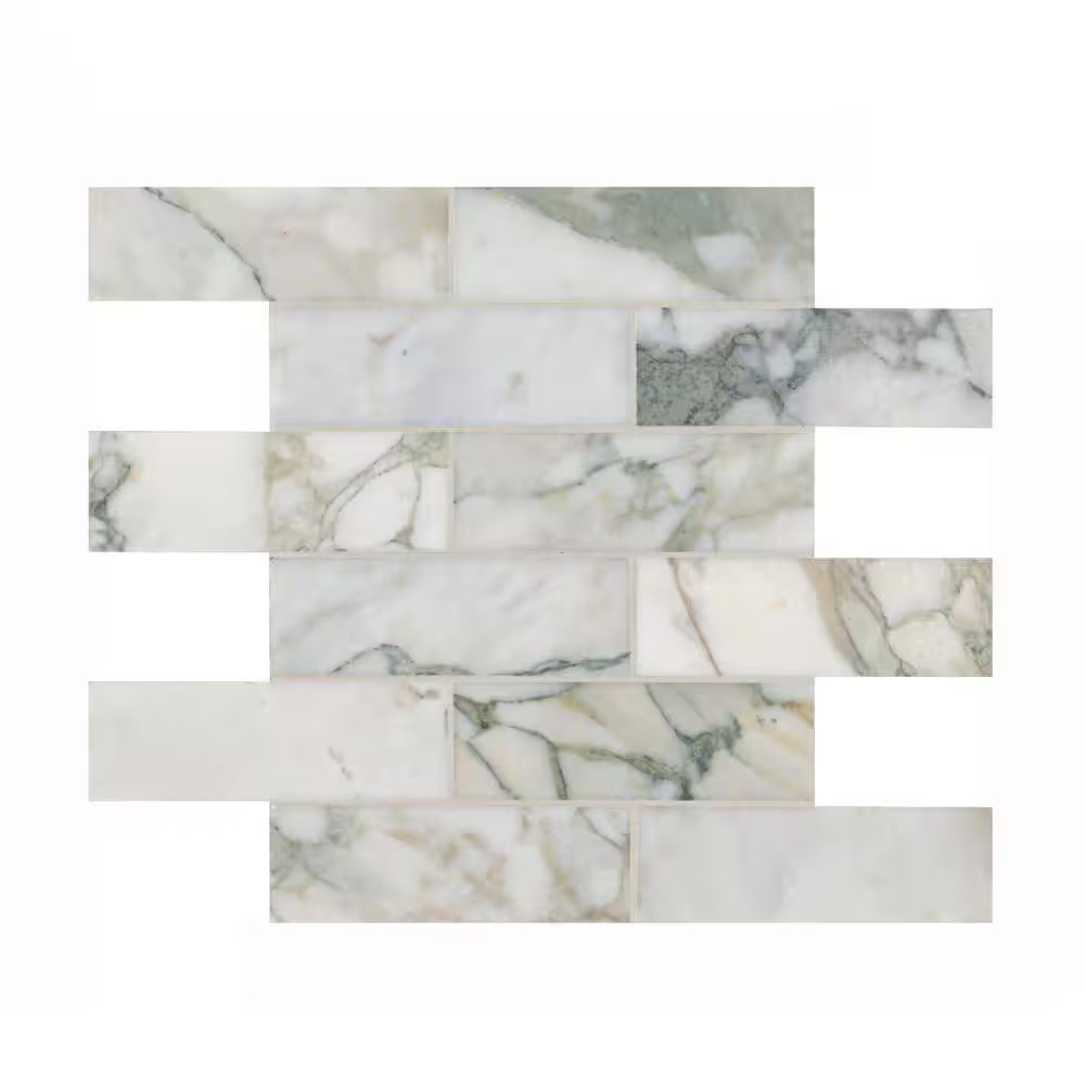 Coranado Green 12 In. X 12 In. Honed Marble Mesh-Mounted Mosaic Floor and Wall T