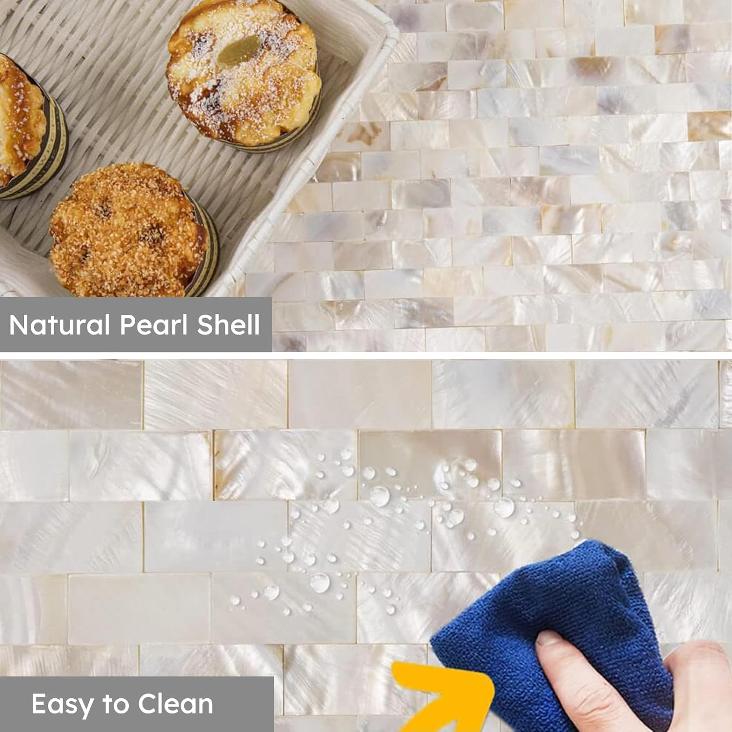 Mother of Pearl Peel and Stick Subway Tile Backsplash – 6 Sheets Pack