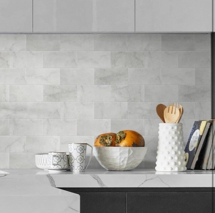 SUNWINGS 40-Sheet Subway Peel and Stick Mosaic Natural Stone Self Adhesive Tiles