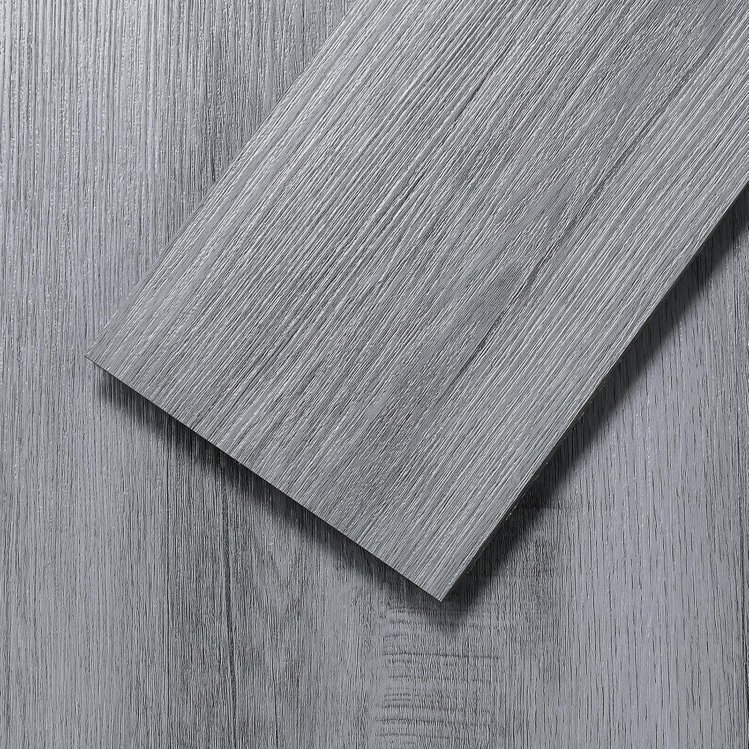 Peel and Stick Floor Tile, 36-Pack 36″X 6″ Light Grey Wood Grain Sticky Tiles, W