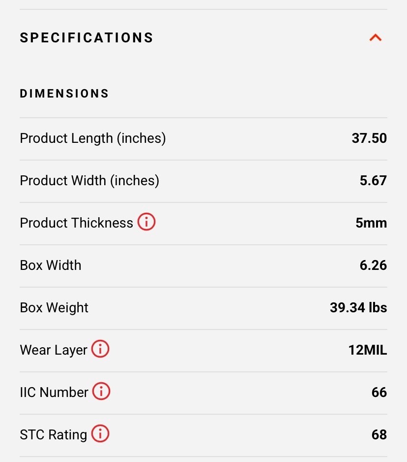 TUSCAN GREIGE vinyl plank flooring waterproof 5mm thick 37.50 L 5.67 W