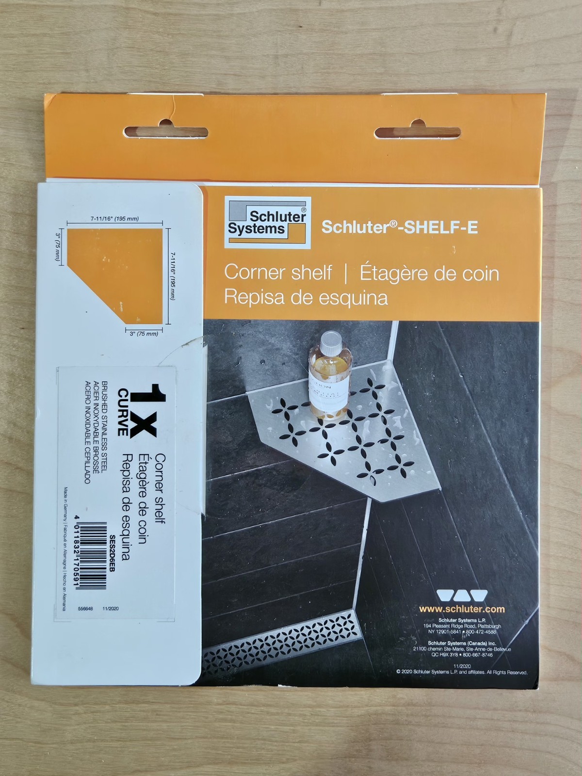 Schluter Systems Corner Shelf for Tiled Walls Curve Design SES2D6EB NEW