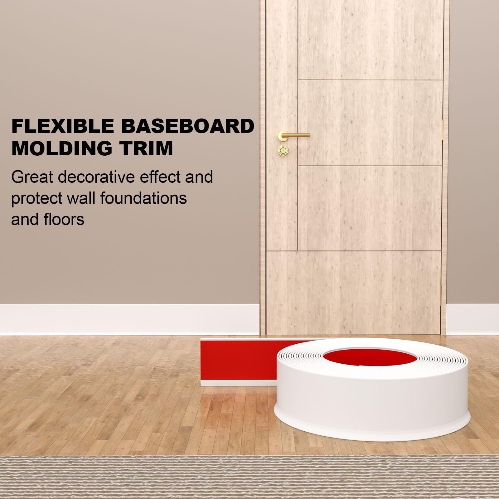 Peel and Stick Molding Baseboard Trim, 6 Inch Flexible Baseboard Molding Trim…