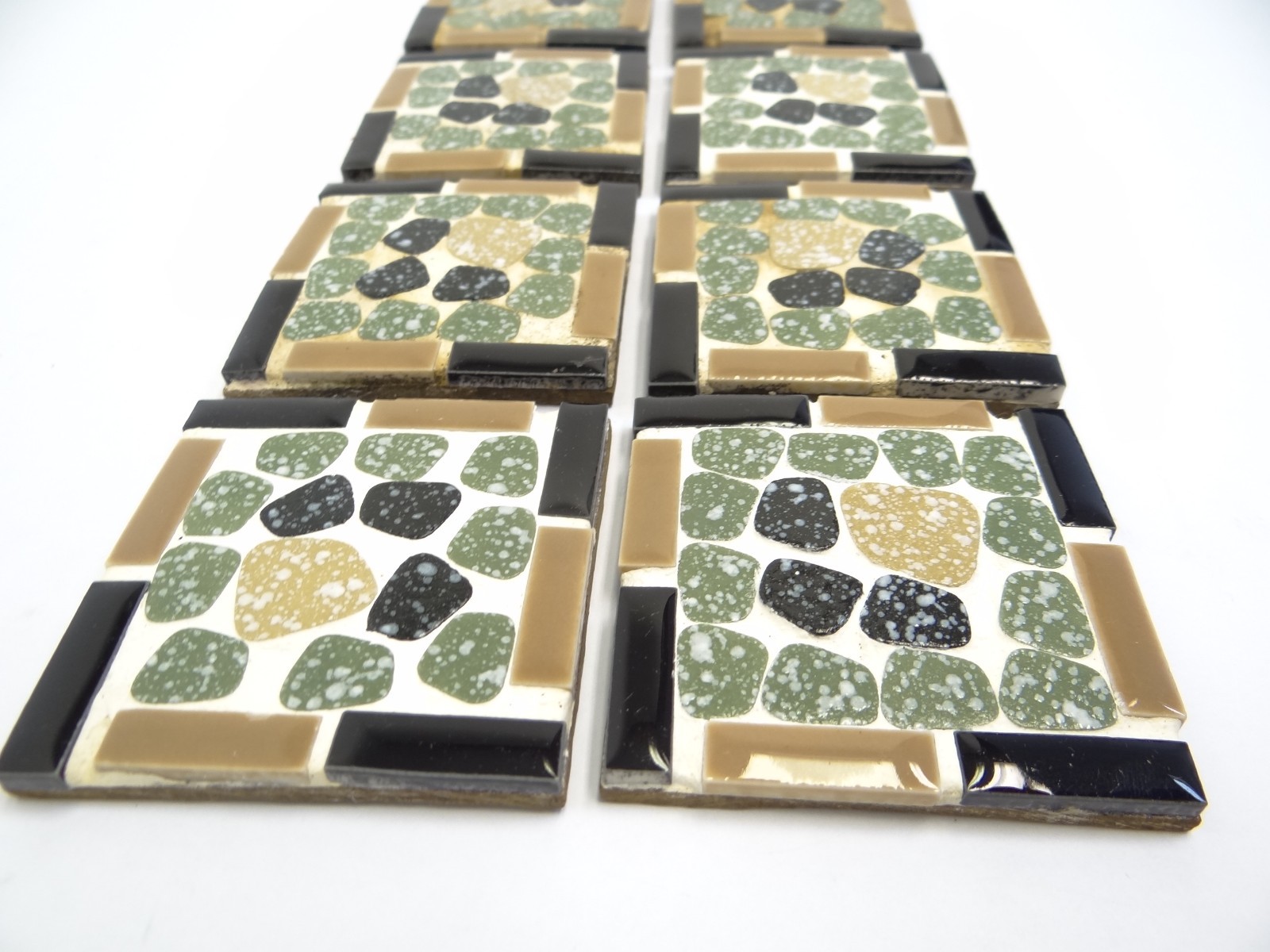 Small Modern Brown Black Green 2.75” x 2.75” Square Decorative Tiles