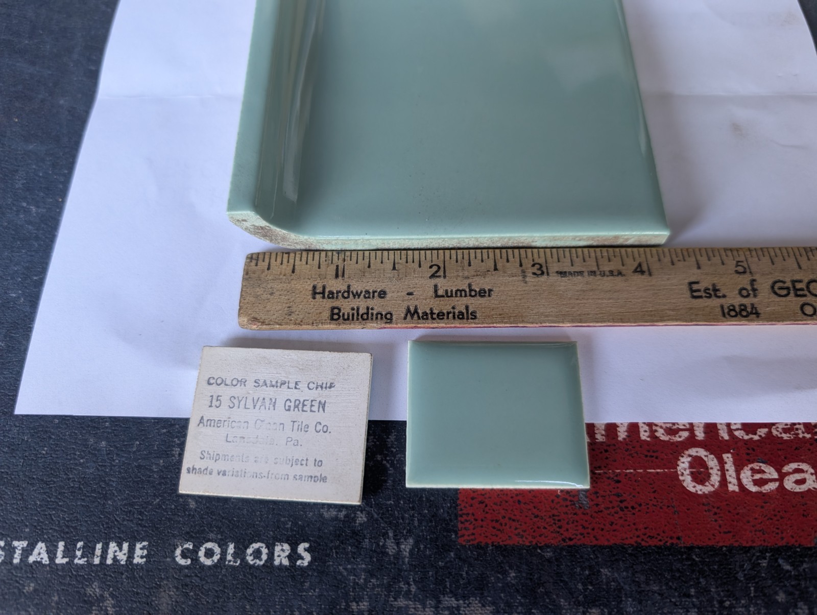1 pc NEW American Olean Sylvan Green #15 A3481 Ceramic Cove base 4 1/4″ x8 1/2″