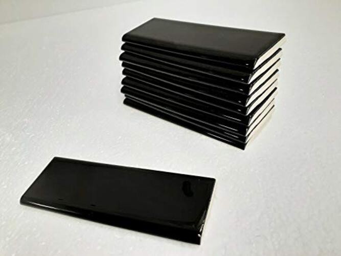 Black 2×6 in Ceramic Tile Bullnose Trim Edge 2 x 6 inch American Olean Box 10