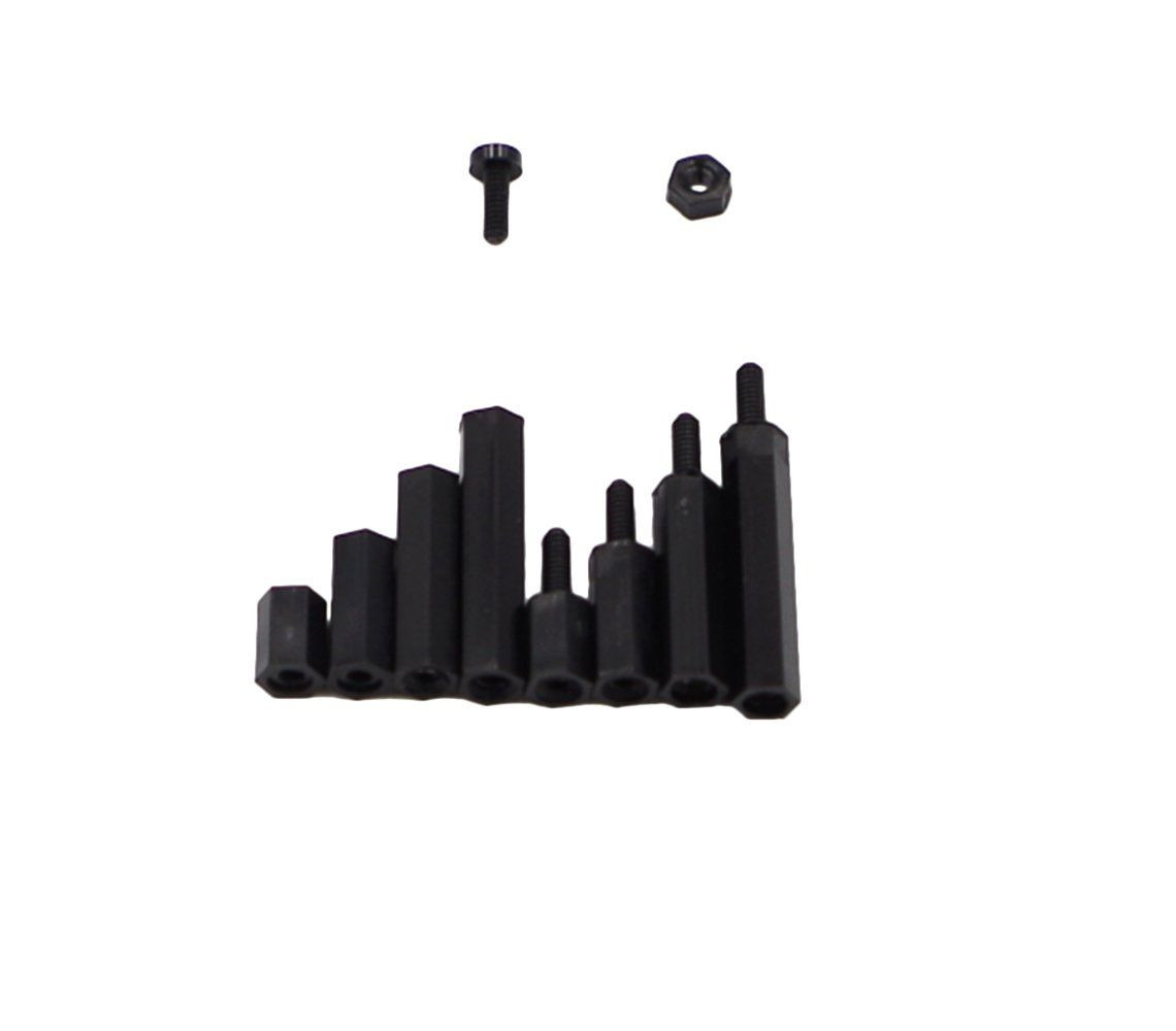 HVAZI M2 Nylon Hex Male-Female Spacer Standoffs Screw 180PCS/M2 Black, Black