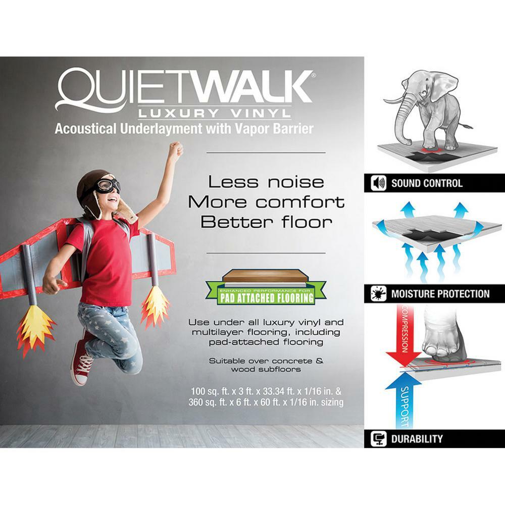 QuietWalk Acoustical Underlayment Black Antimicrobial Attached Vapor Barrier