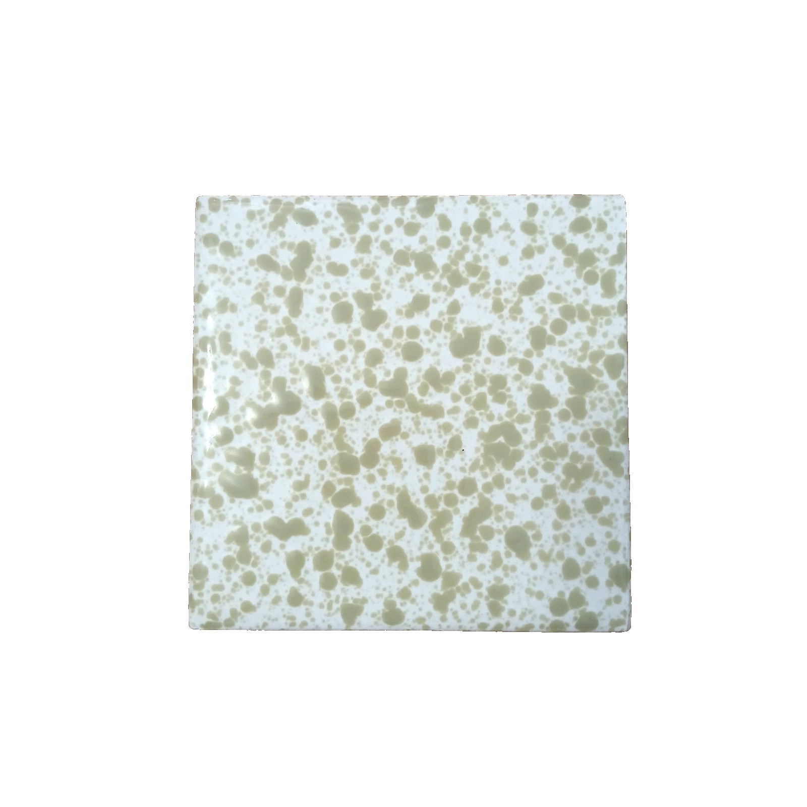 1 Wall Tile USA 4-1/4″ Ceramic Dimpled Mottled Green on White Salvaged MCM Vtg