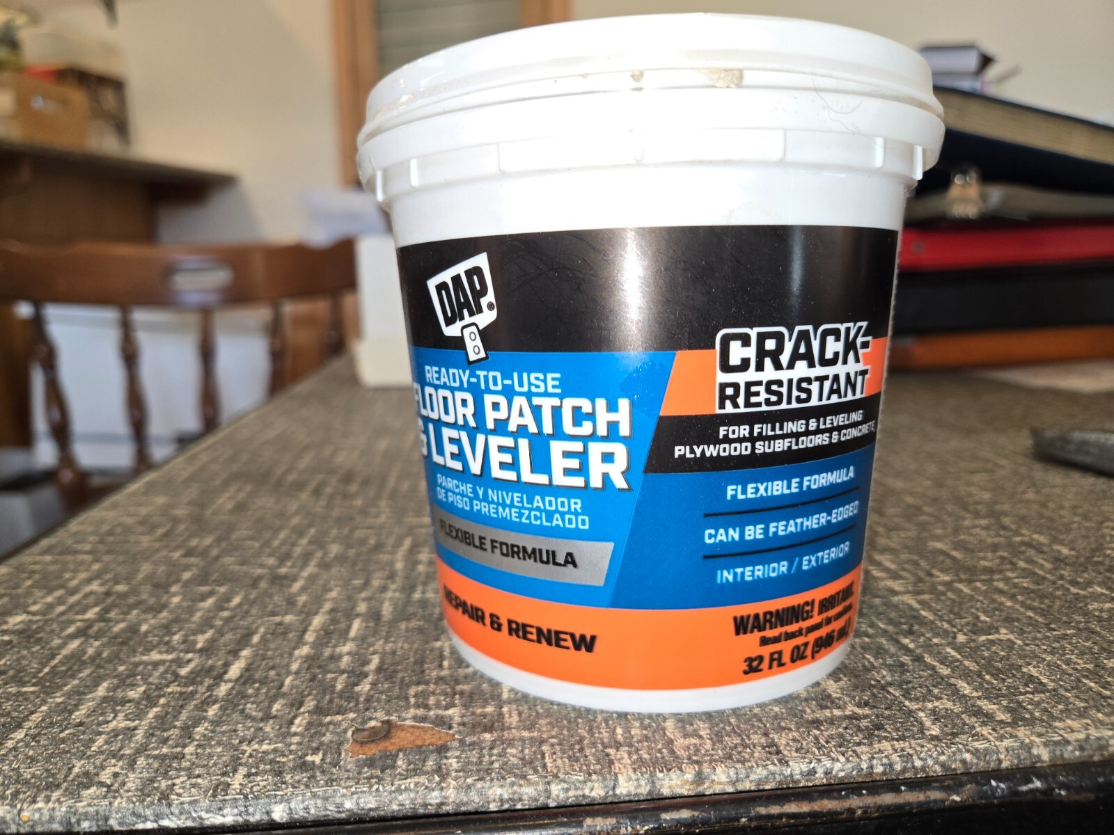 DAP 59184 QT RTU FLR Floor Patch Leveler 32 oz Light Gray 32 FL OZ NEW Sealed