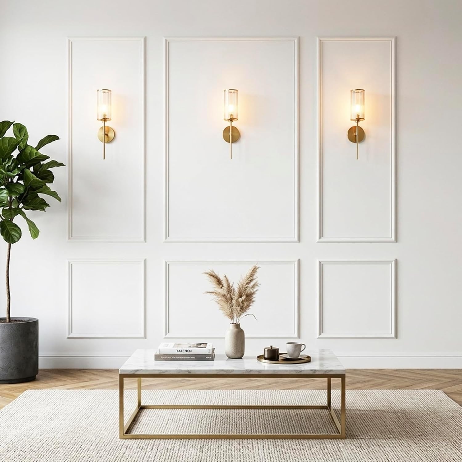 Pre-Cut Wall Molding Set of 6 pcs, Ready-to-Assemble Wainscoting Panels 34-PCS