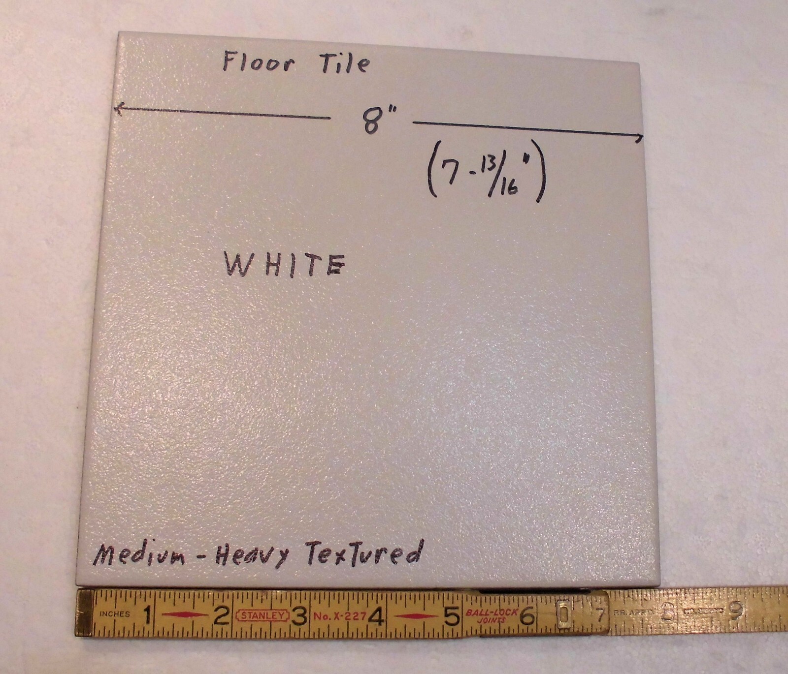 1 pc. Floor White: Ceramic Tile 8″ X 8″ Medium-Heavy Textured: New Stock, Mexico