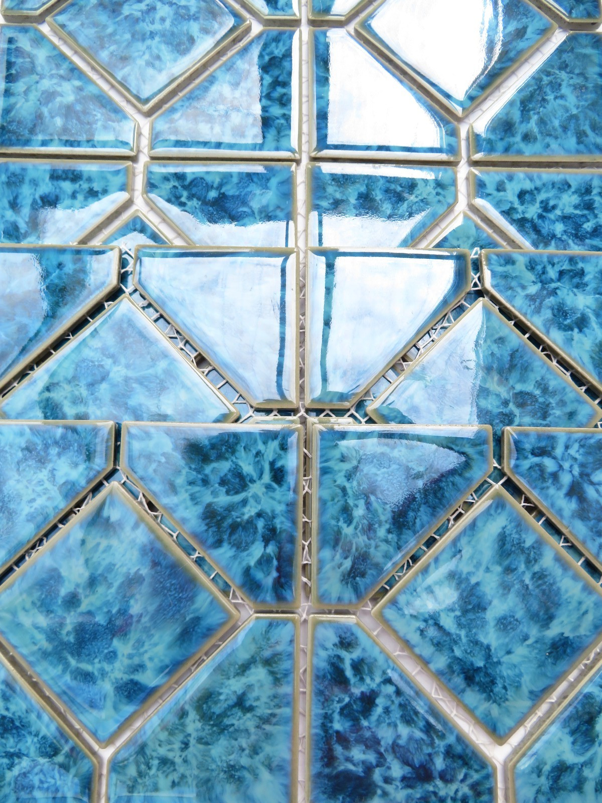 Tiles Weatherproof Medium Blues, 8 Decorative “Cloud” 6″ x 6″ On Netting UNUSED