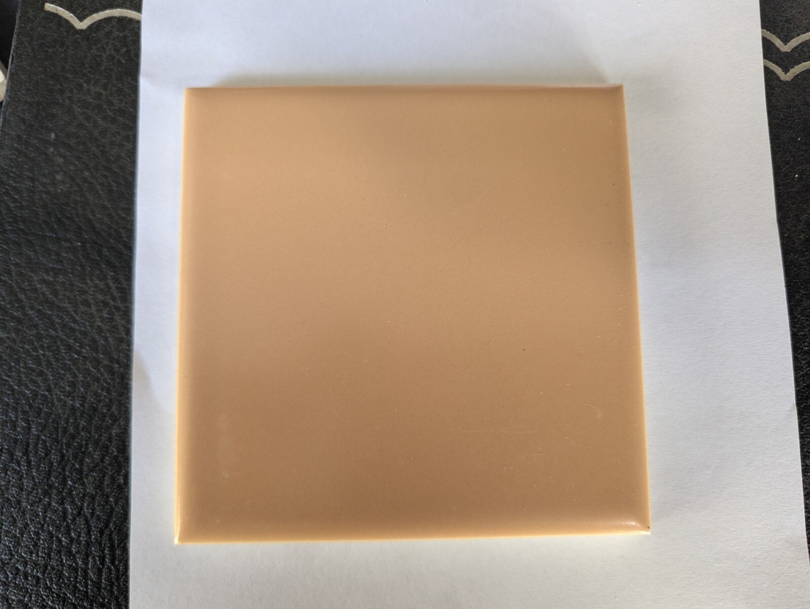 2 pc American Olean Encaustic #85 Apricot Ceramic Tile 4-1/4″ Square Matte 1950s