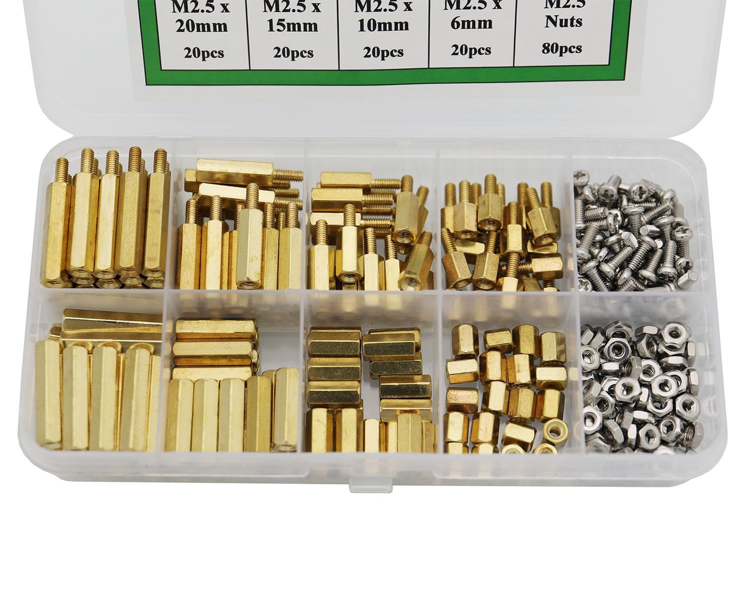 Raogoodcx 320Pcs M2.5 Male Female Brass 6 mm, 10 15 20