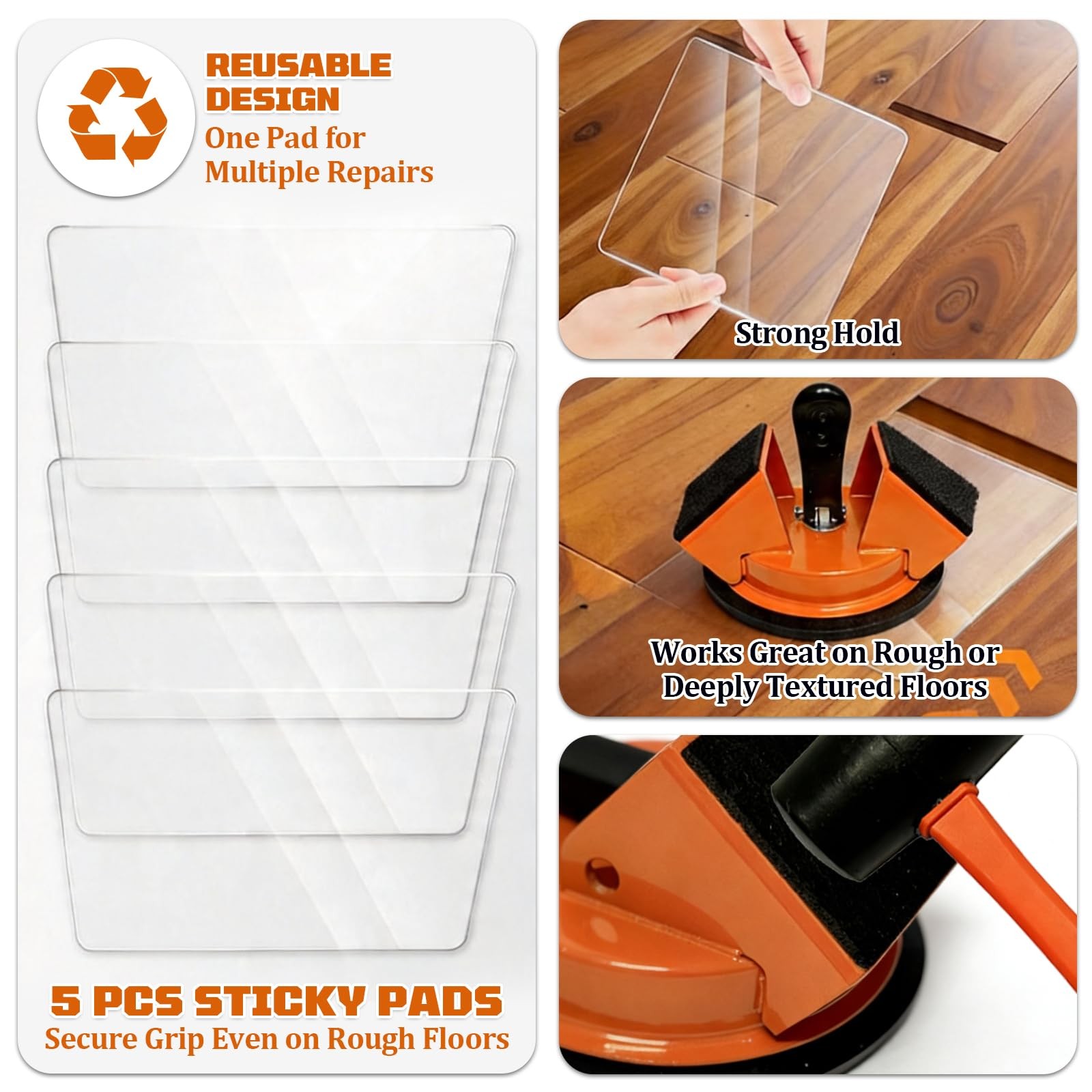 Floor Gap Fixer Tool with Strong Suction Cup & 45° Striking Surface,Includes …