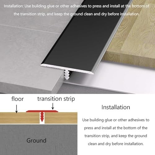 Aluminum T Molding Floor Transition Strip, Black, 4ft, 10 Pack