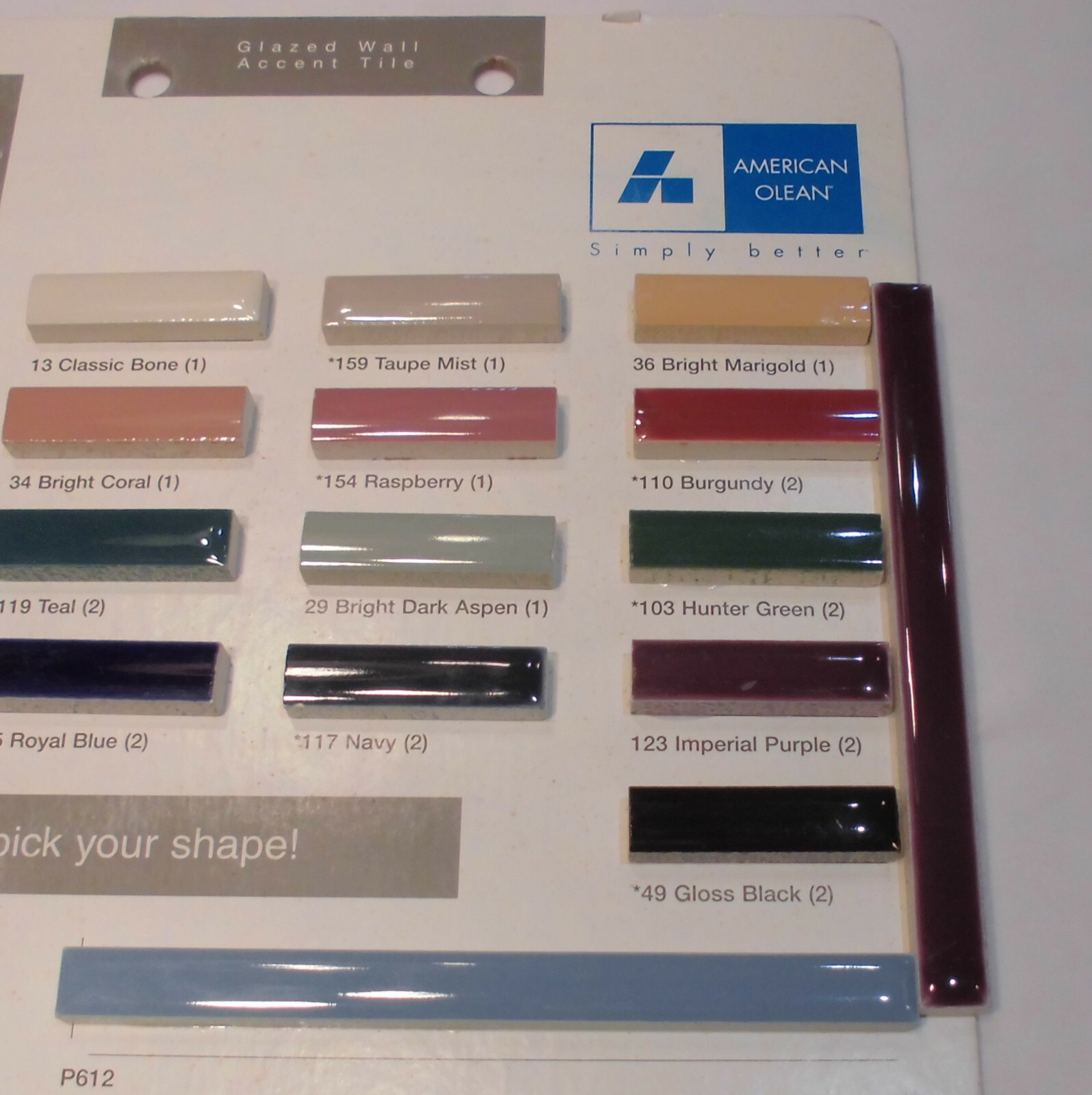 1 pc. *Imperial Purple* Ceramic Tile; Pencil – Liner – Sizzle: 1/2″ X 6″ AO NEW