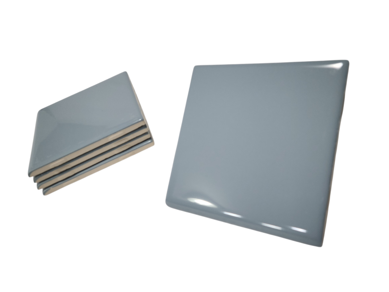 Blue Ceramic Tile 4.25 inch Bullnose Trim Edge Vintage Subway Square Color 0169