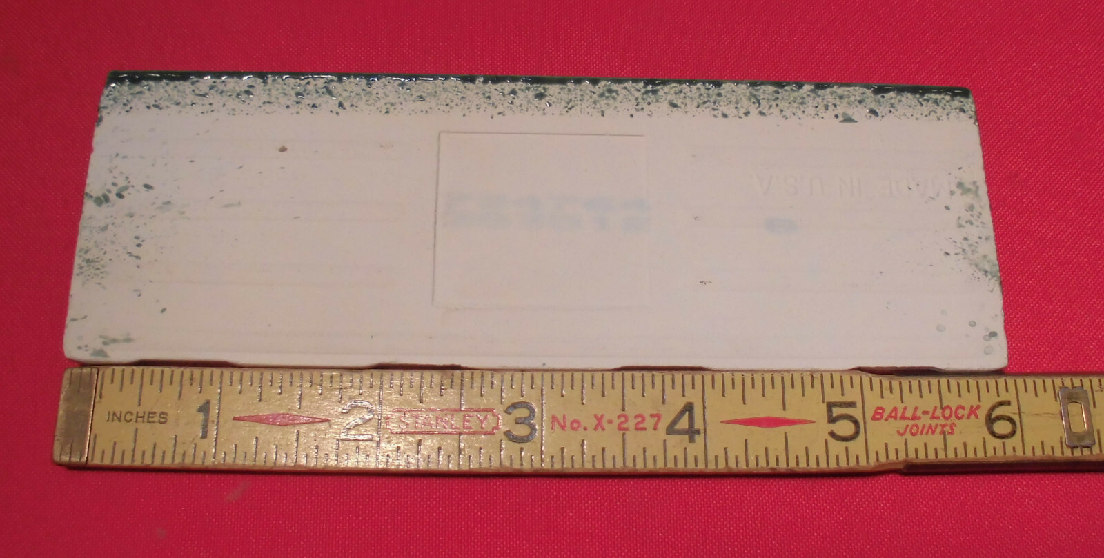 1 pc. Dark Greenest-Blue; Glossy Bullnose Surface Flat Ceramic Tile; NOS , USA