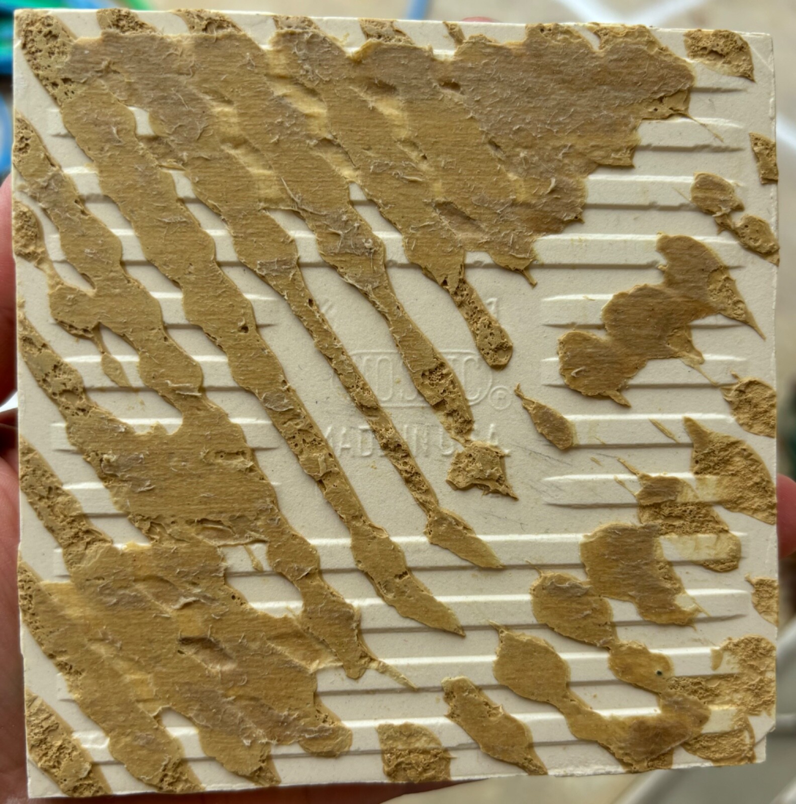 Mosaic USA 4-3/8″ Square Wall Tile Gloss Custard Yellow Ceramic 1950 Retro Vtg