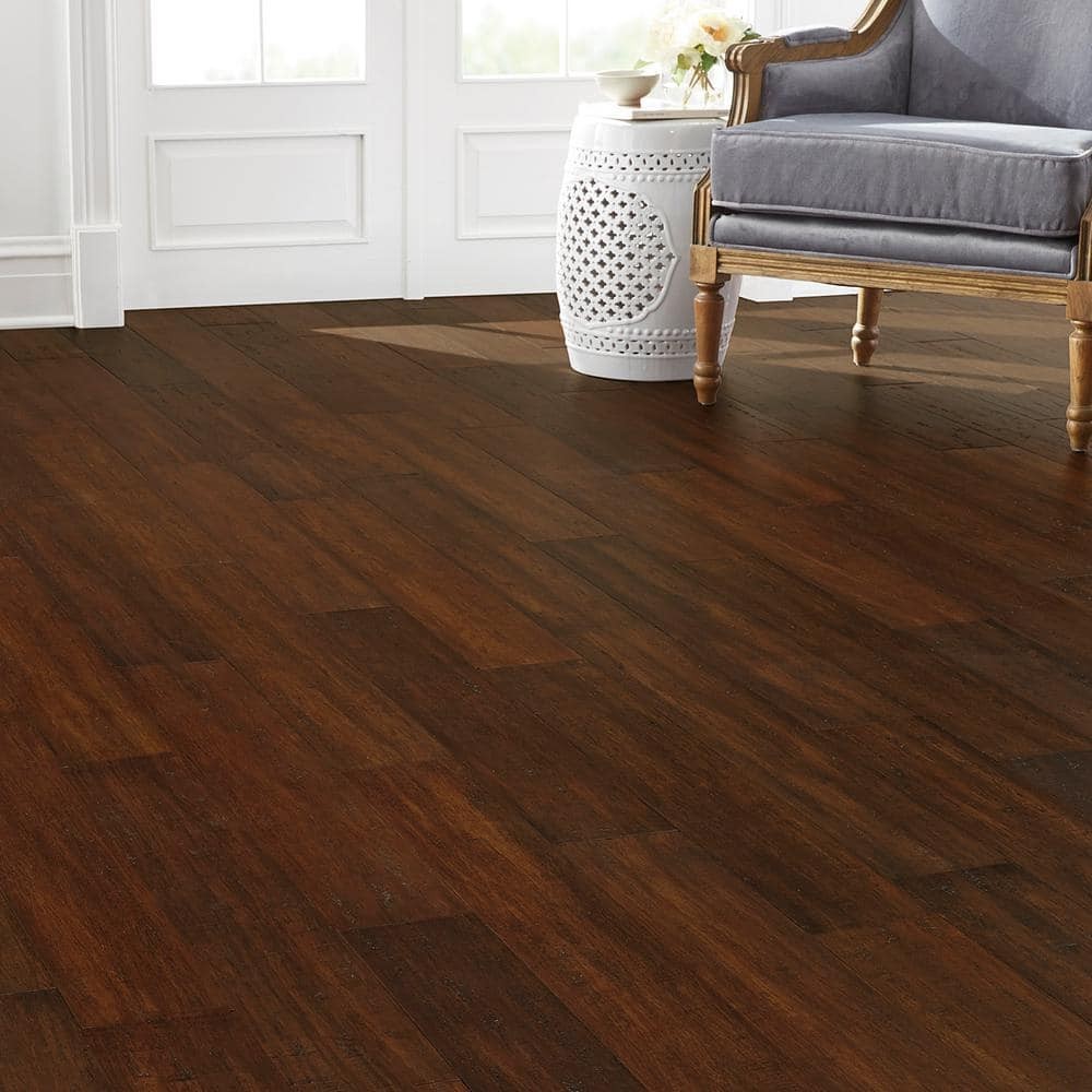 Sahara 3/8 in. T x 5.2 in. W Hand Scraped Strand Woven Engineered Bamboo Floorin