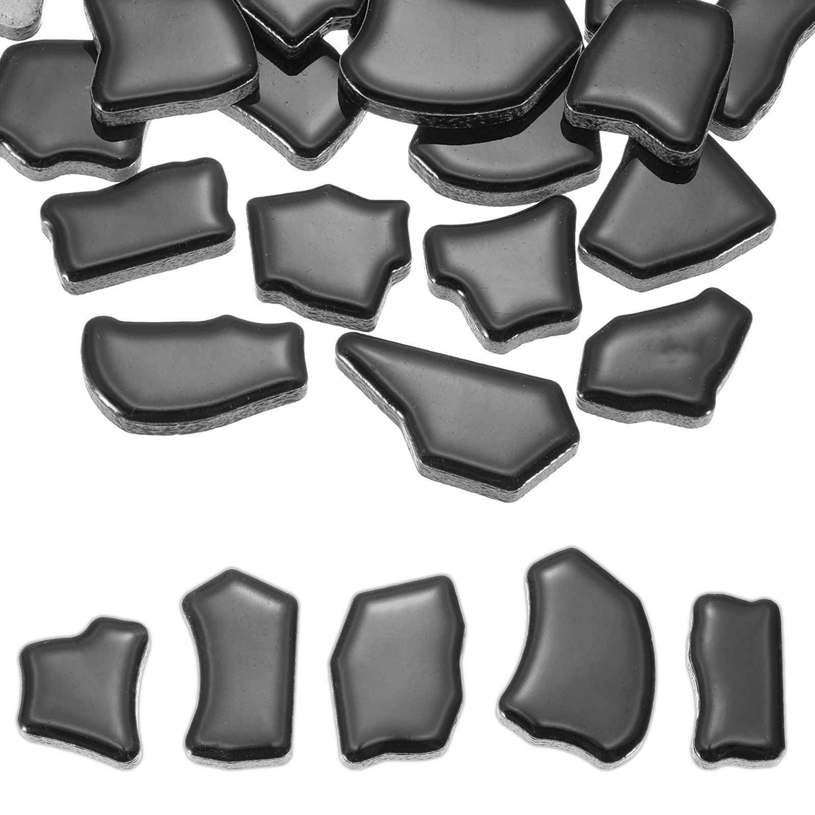 500g/1.1LB Irregular Ceramics Mosaic Tiles, 0.79″-1.57″ Mosaic Tile, Black