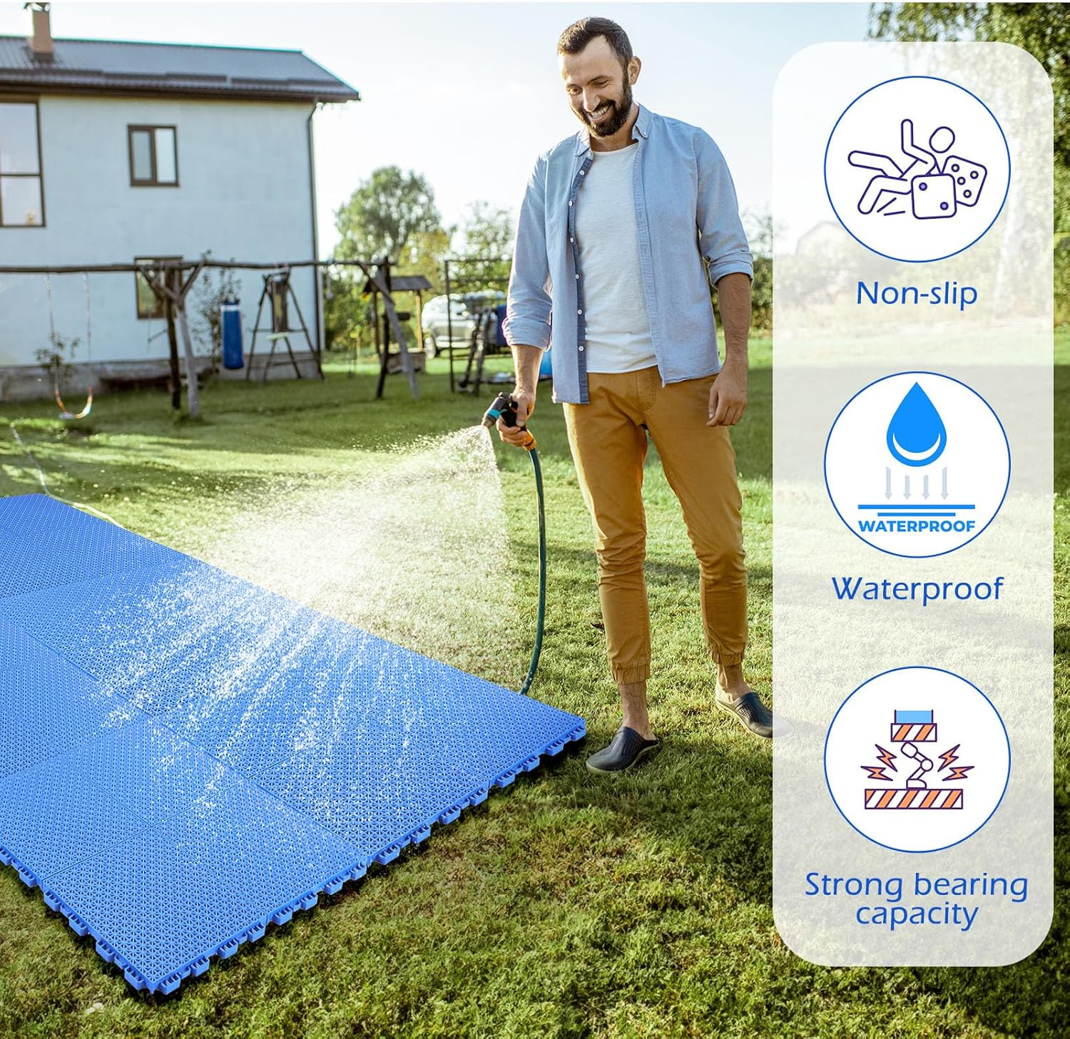 50 Pcs Modular Interlocking Cushion Floor Tiles 10 X 10 Inch Non Slip Pool Floor