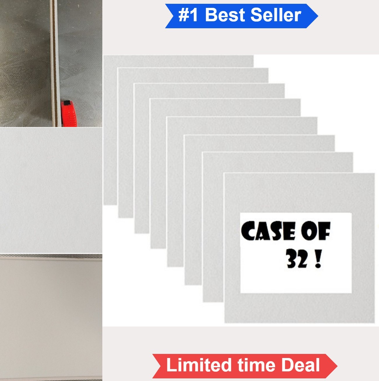Ceiling Tiles 32 Pack 12×12 Smooth White Gypsum Staple Up Tongue and Groove