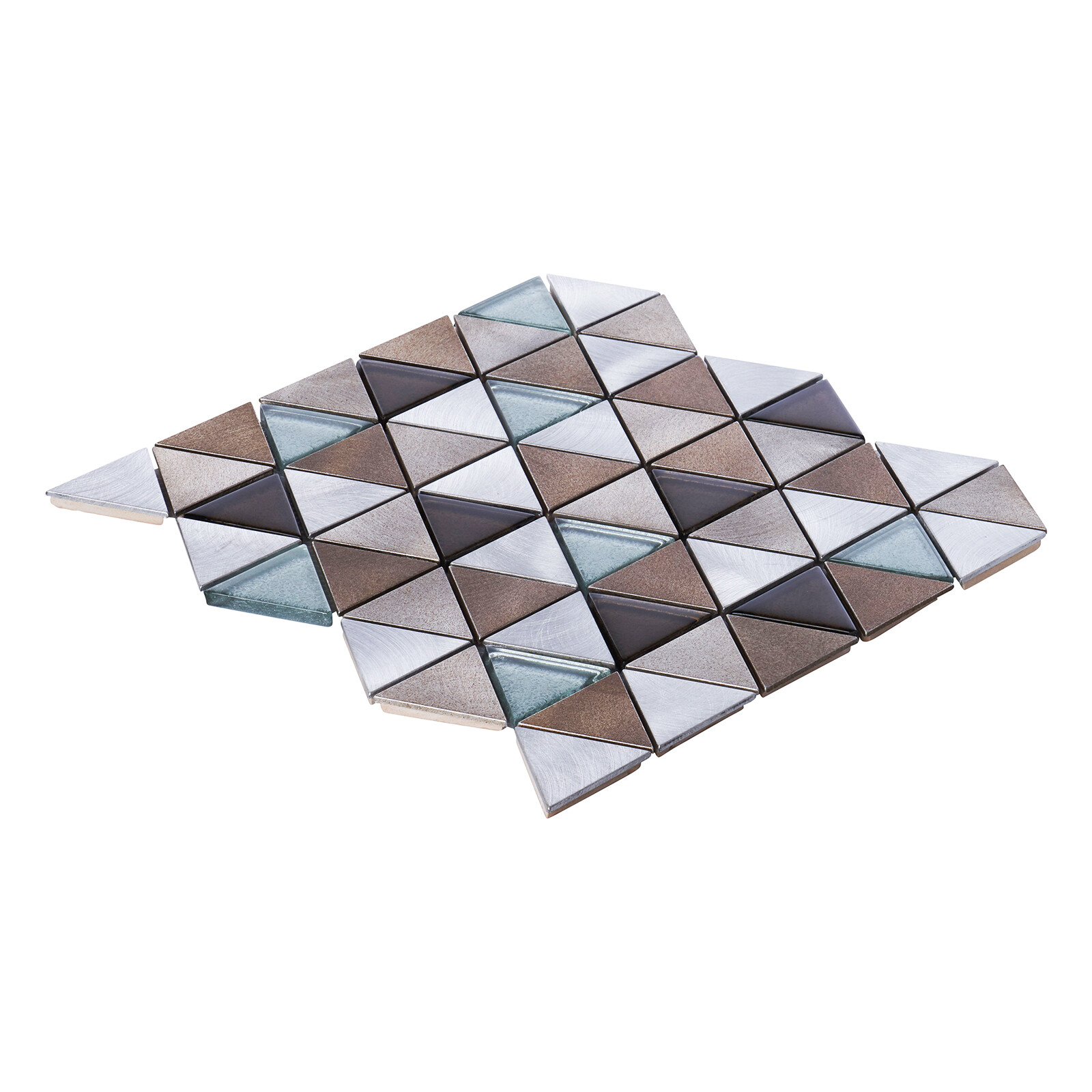 Brown Gray Triangle Modern Aluminum Crystal Glass Mosaic Tile Kitchen Backsplash