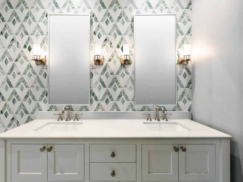 S57 Grey/White Diamond Marble Mosaic Tile Kitchen Bathroom Polished, 7 sheets