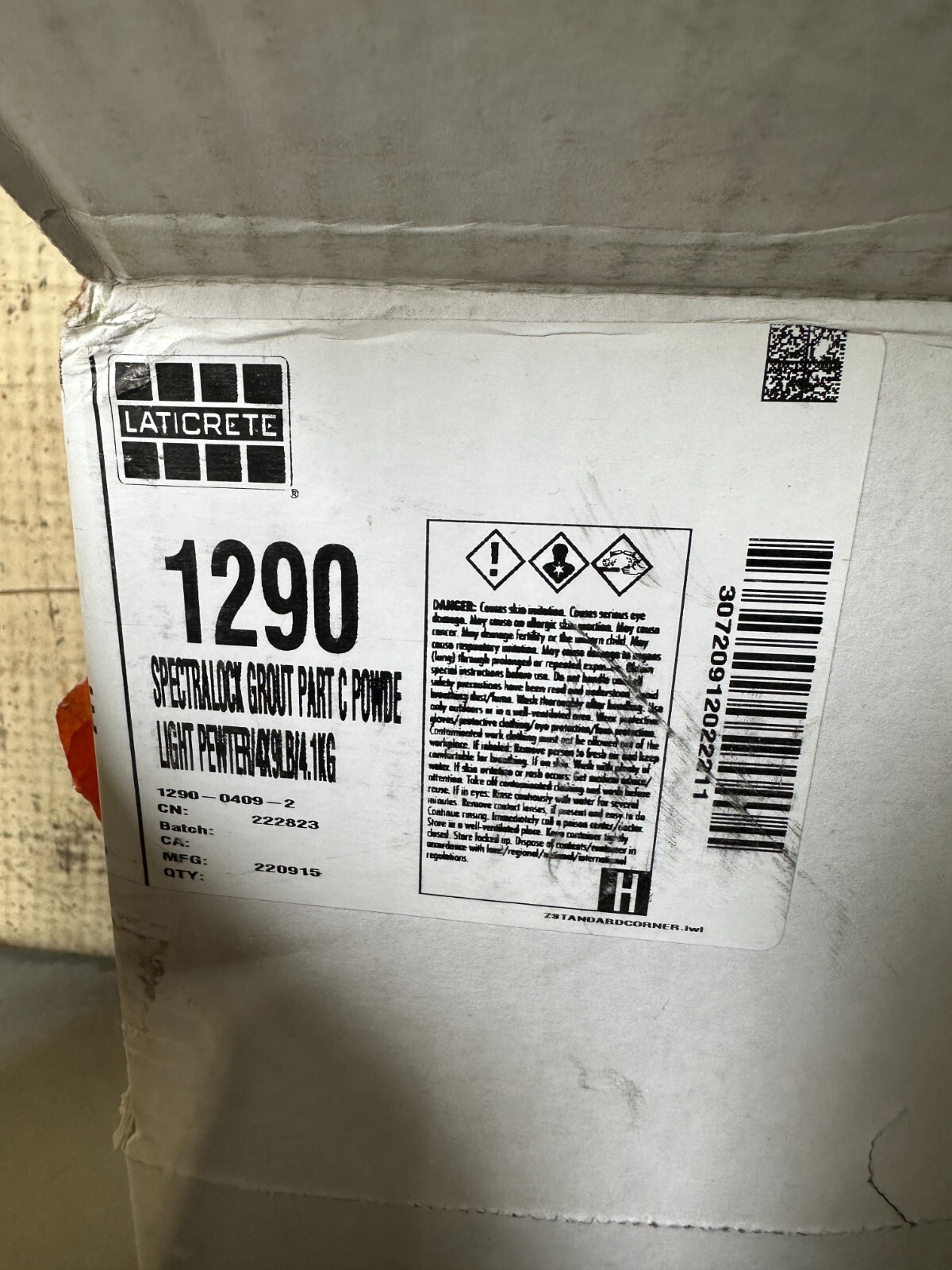 Laticrete Spectralock Grout Part C Powder Full Unit 9 lb Stain Res. Light Pewter