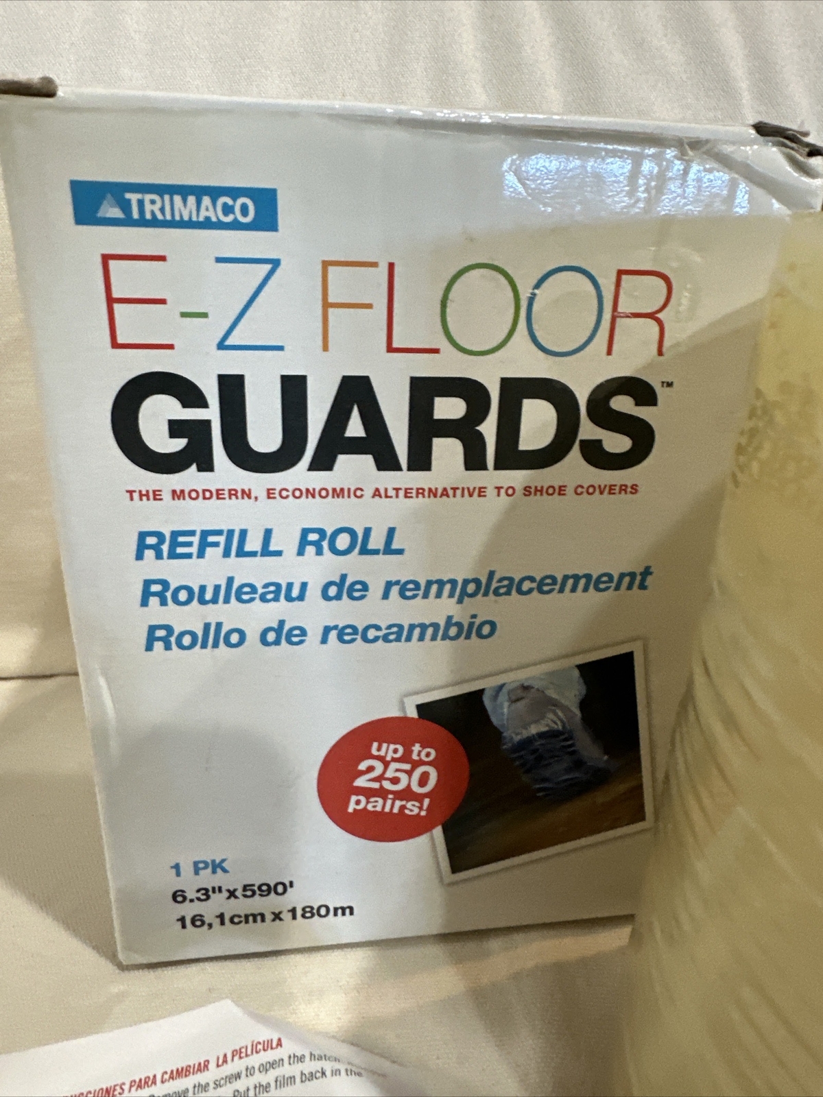 Trimaco E-Z Floor Guards #54716 Refill Film Roll Shoe Covers 250 Pairs