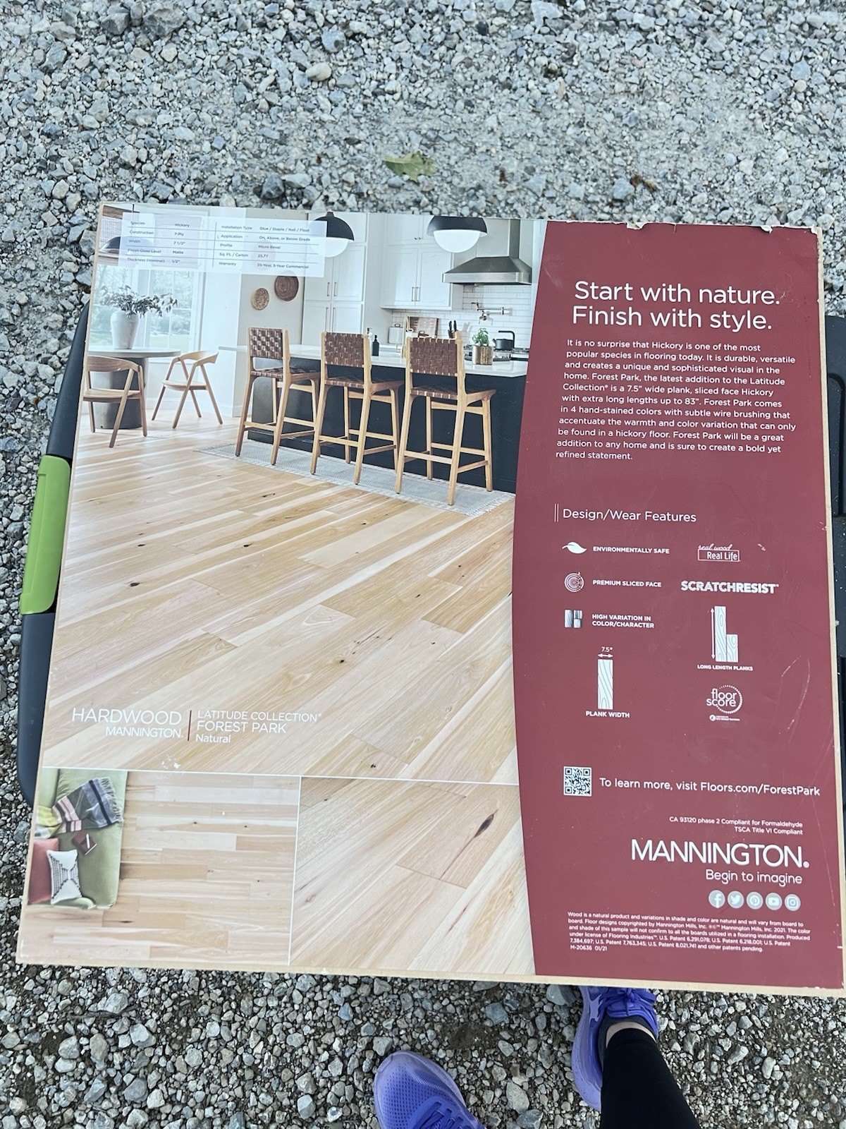 Engineered Hard Wood. 7.5 Inches Wide ea plank. Hickory Wood. Approx 175 Sq Ft