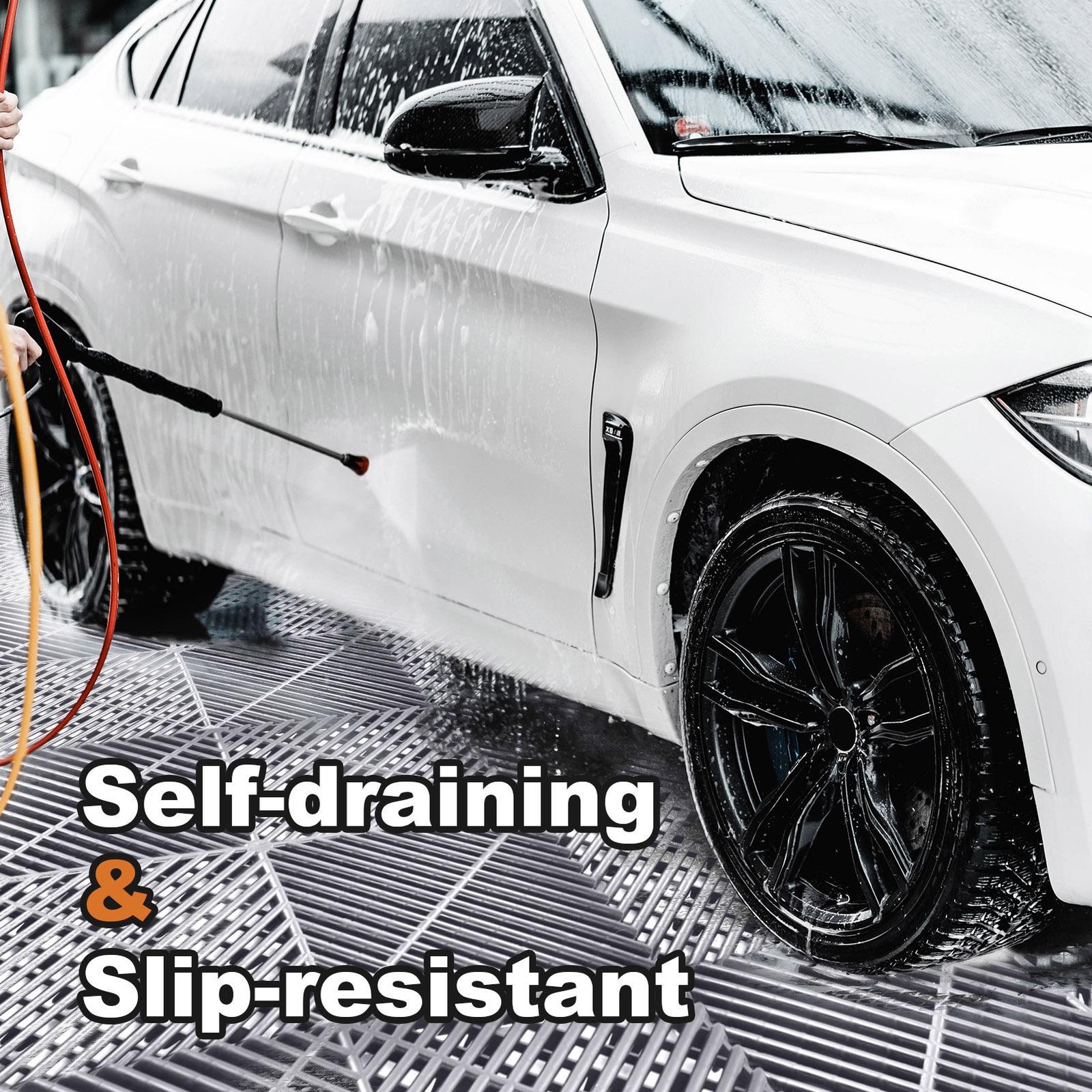 40 Packs Interlocking Garage Floor Tiles Vented Water Drainage 15.75×15.75”