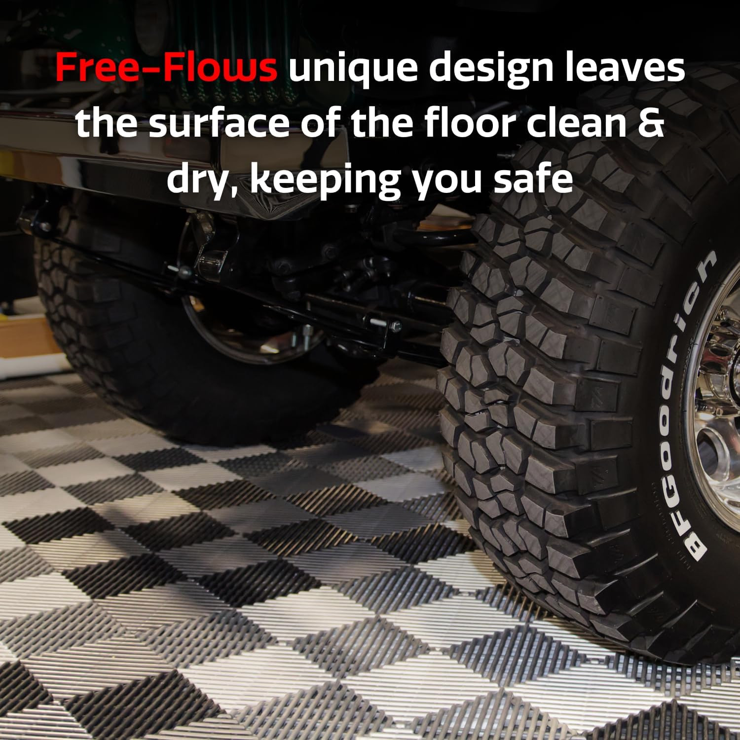 Big Floors Racedeck Garage Floor Tiles, Interlocking Garage Flooring, Free-Flow