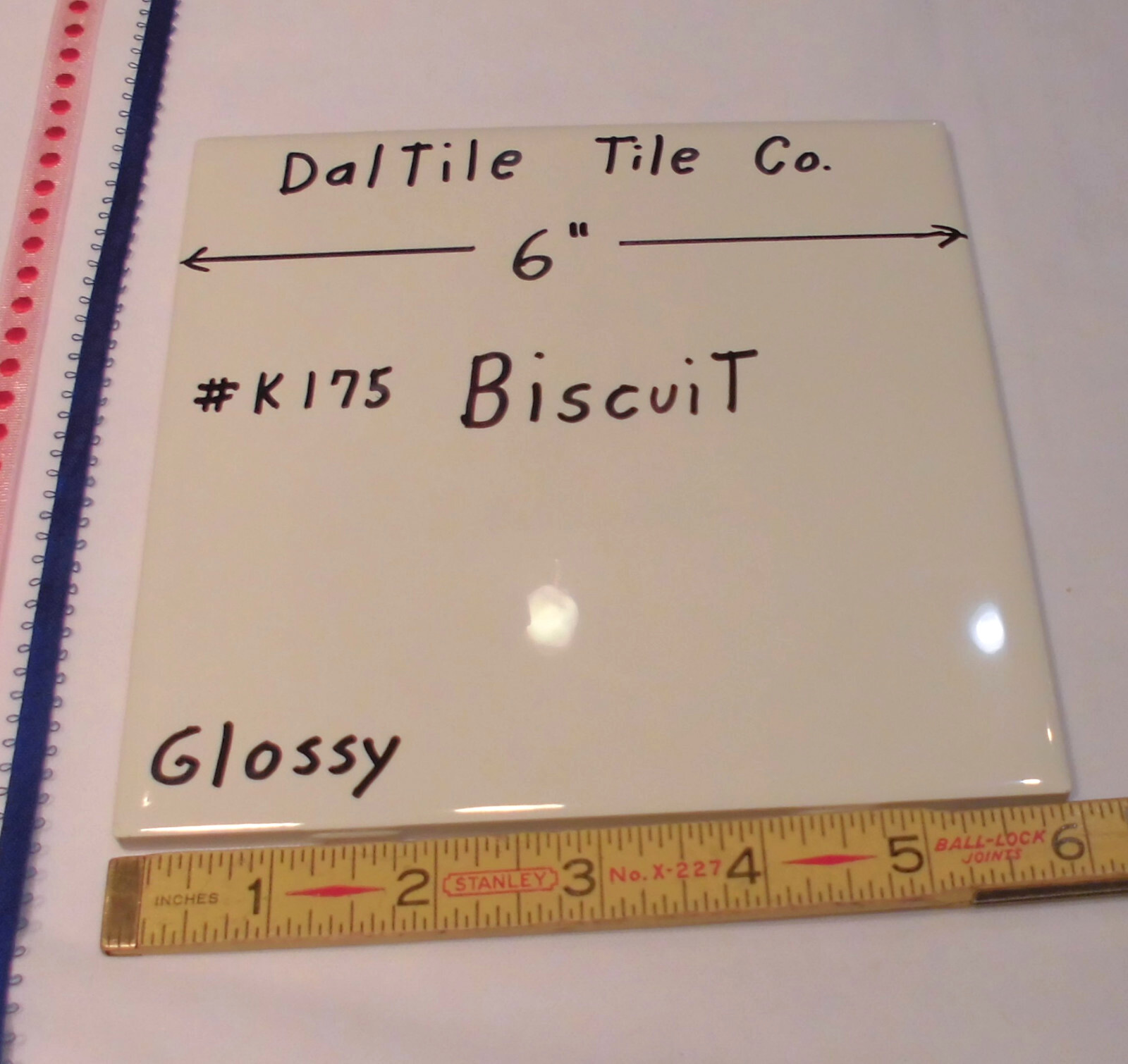 1 pc. Kohler Biscuit # K-175: 6″ X 6″ Gloss Ceramic Tile by Daltile Co. Mint