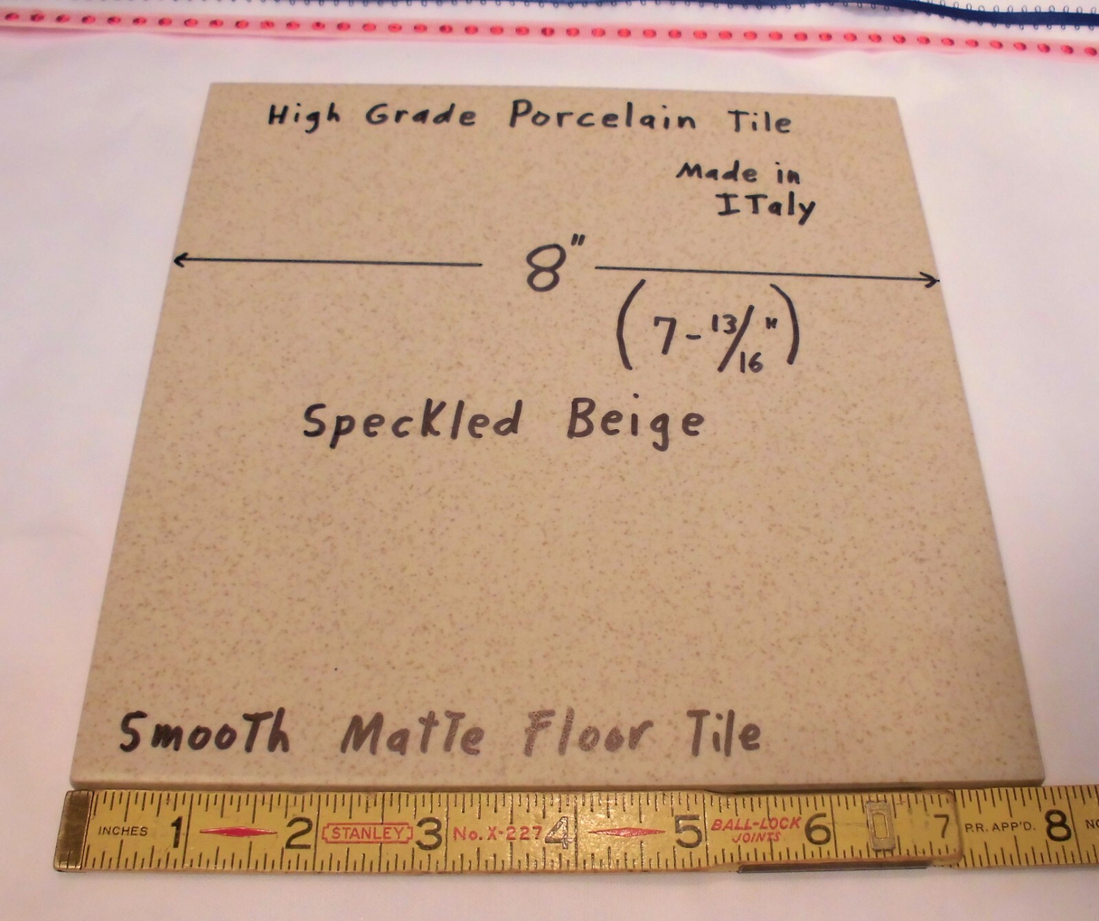 1 pc. Speckled: Smooth Porcelain Floor Tile 8″ X 8″ Light Beige + Gold Specks
