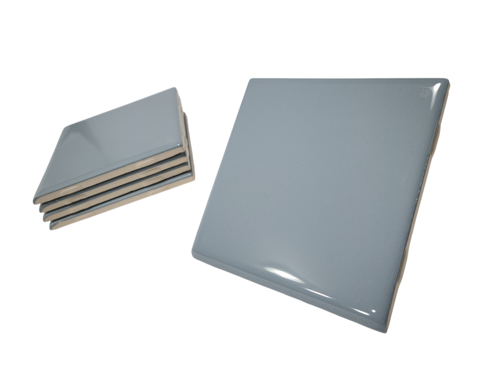 Blue Ceramic Tile 4.25 inch Bullnose Trim Edge Vintage Subway Square Color 0169