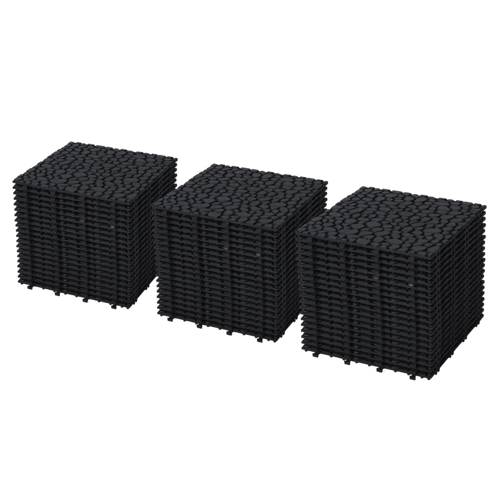 60Pcs 12 x 12 Inch Black Interlocking Deck Tiles Plastic Anti-slip Bathroom
