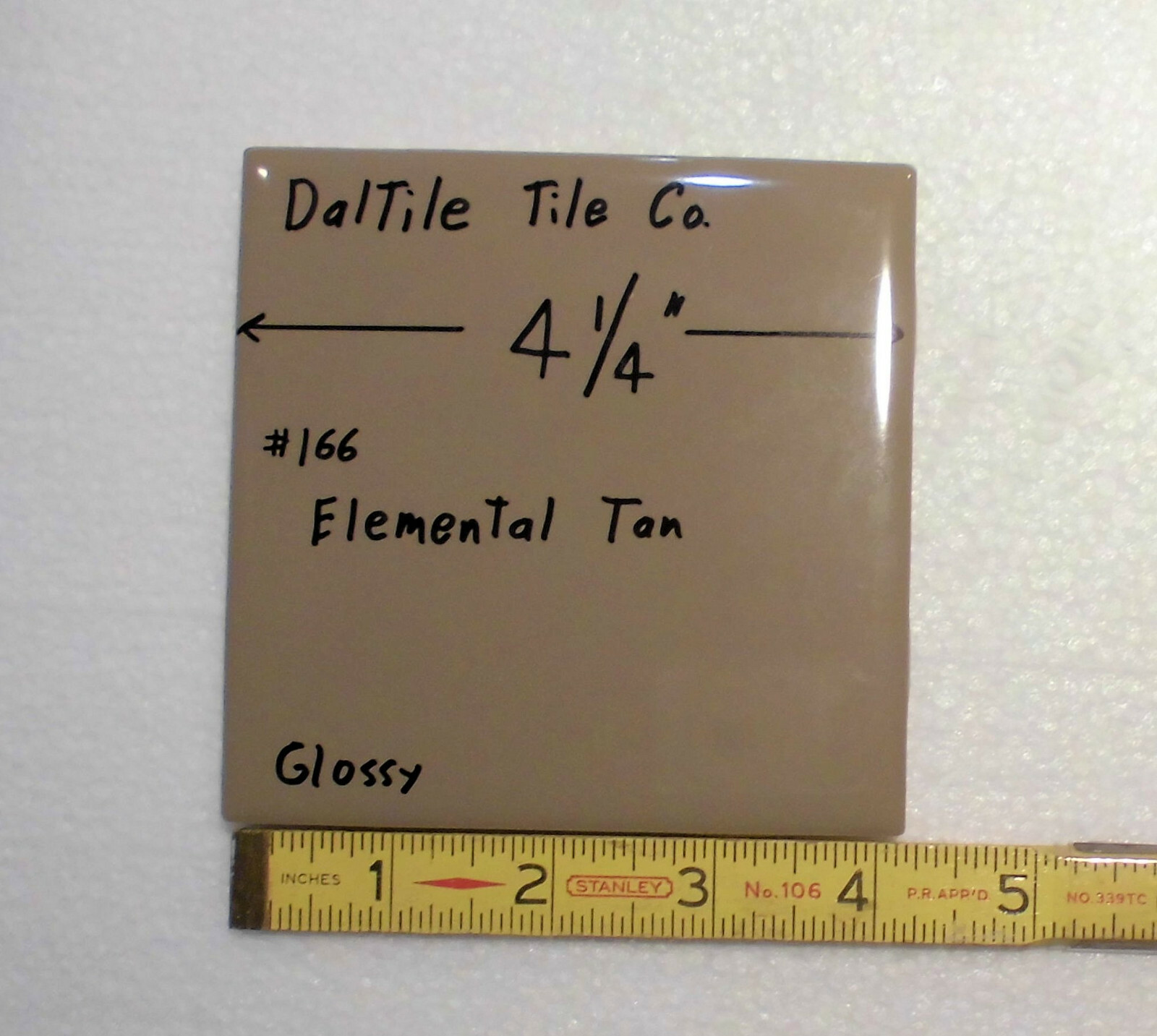 1 pc. Elemental Tan: Glossy Ceramic Tile by Daltile; 4-1/4″ Light Brown NEW