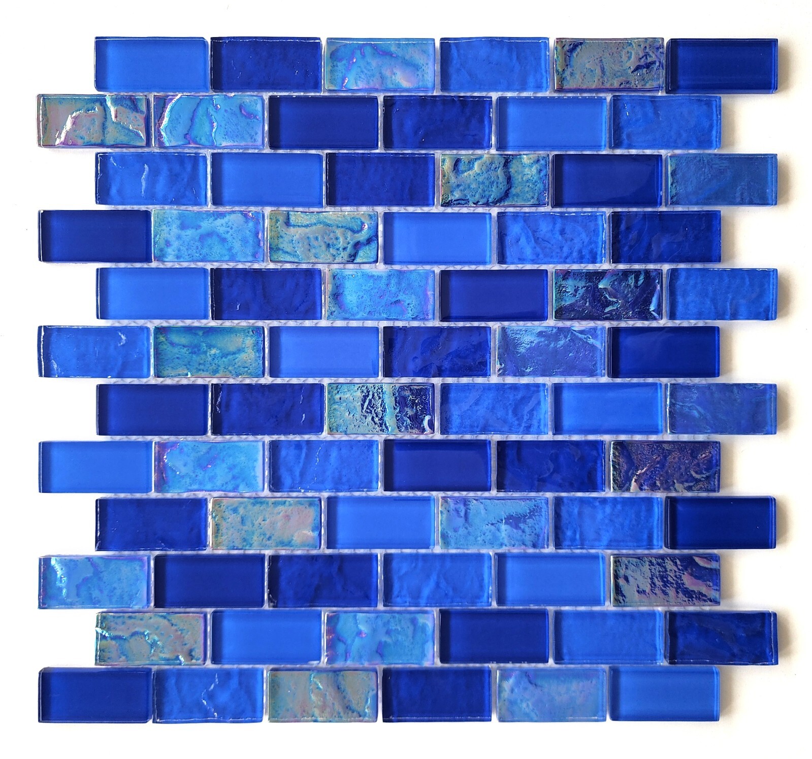 Ocean Shimmer Iridescent Glass Pool Tile 1 x 2 inch Coastal Blue Pool and Bath
