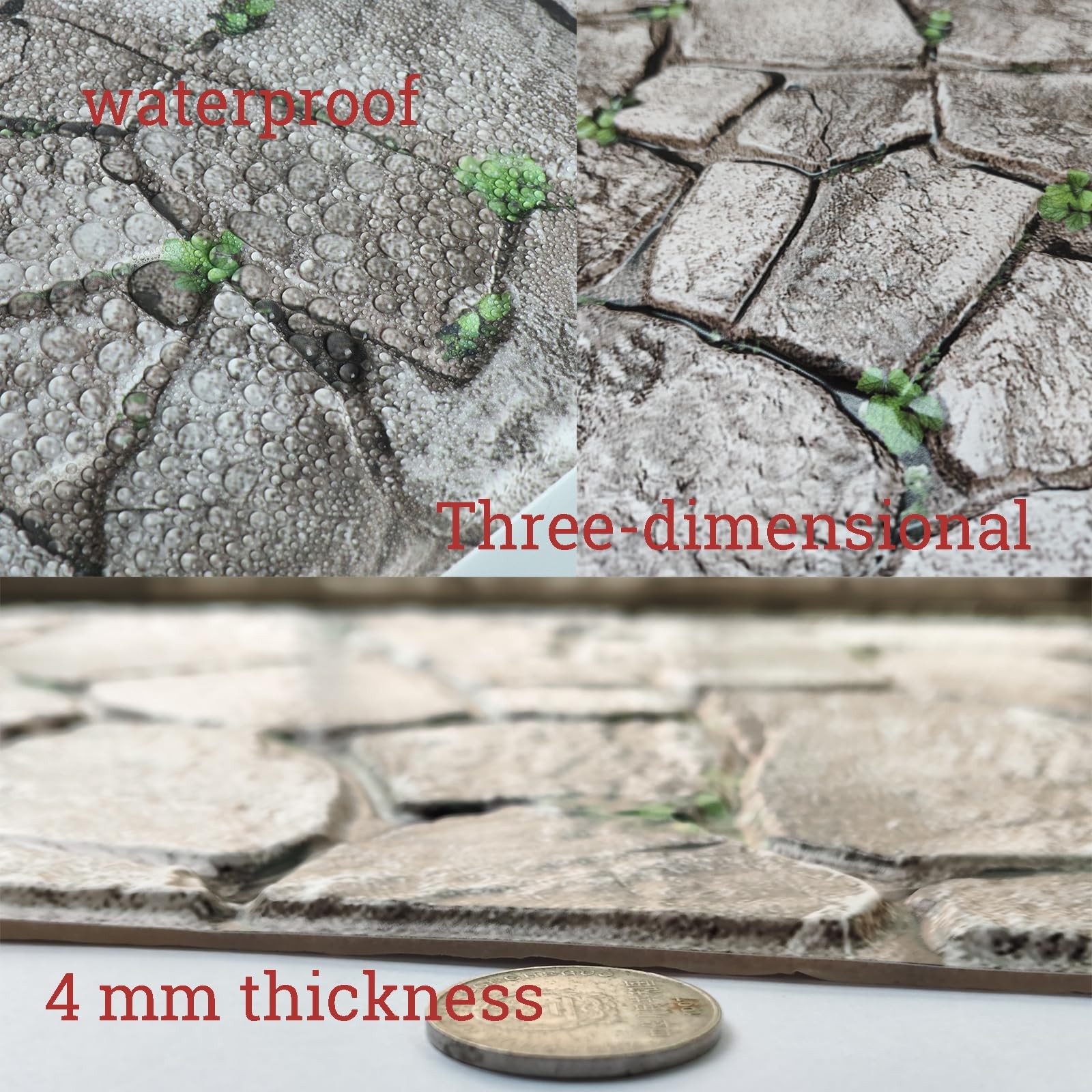 szgwtk 3D Panels Peel and Stick,Simulated Stone Wall,PVC Waterproof Self Adhe…