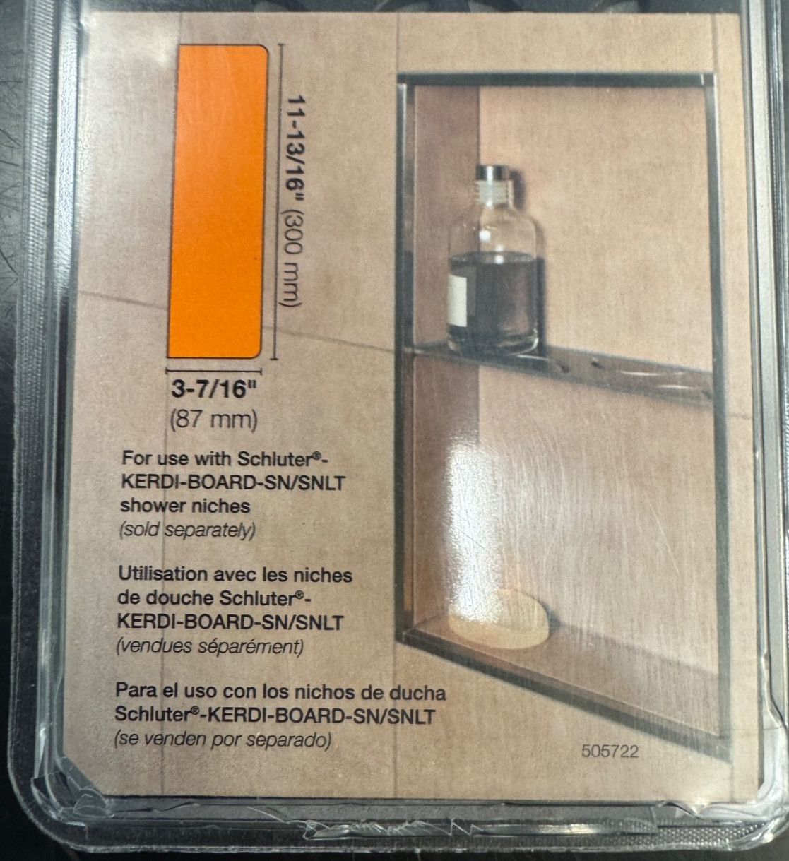 Schluter SHELF-N – Floral Design – Matte Black – SNS1D5MGS OPEN PACKAGE